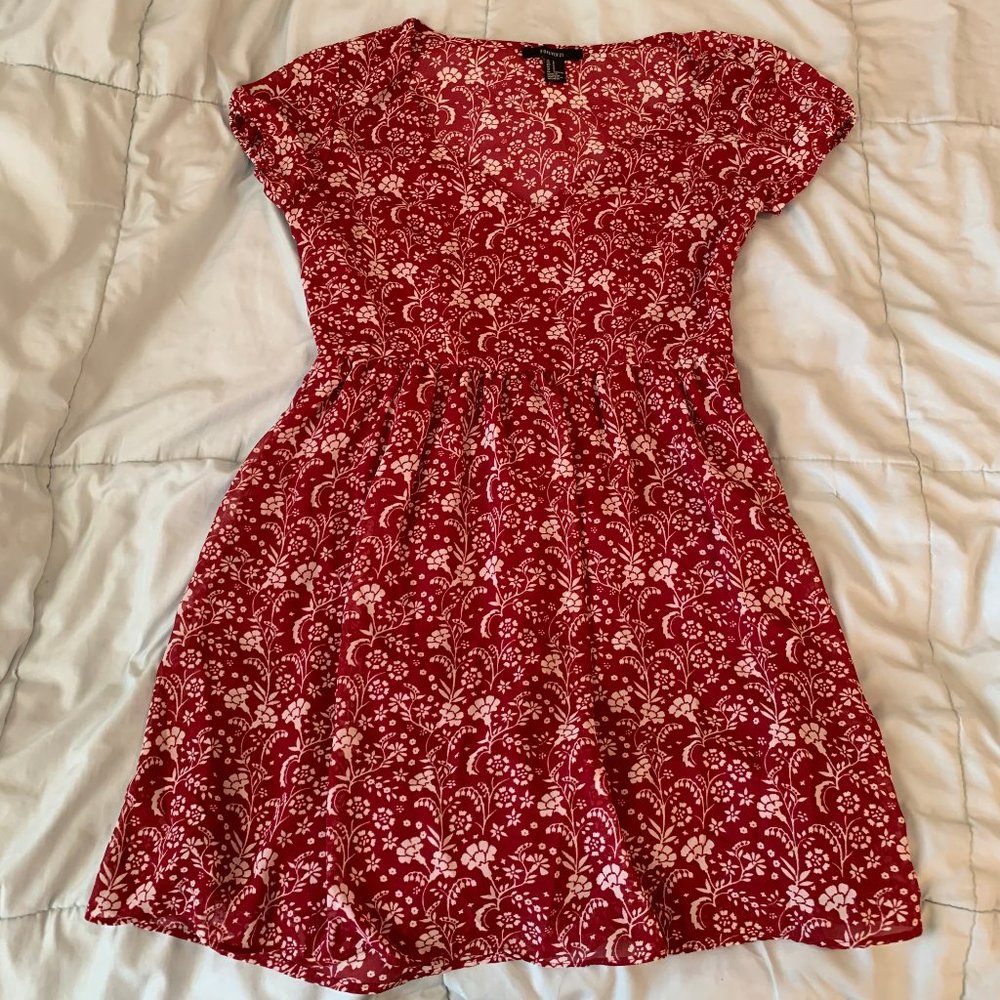 Forever 21 Red floral sun dress